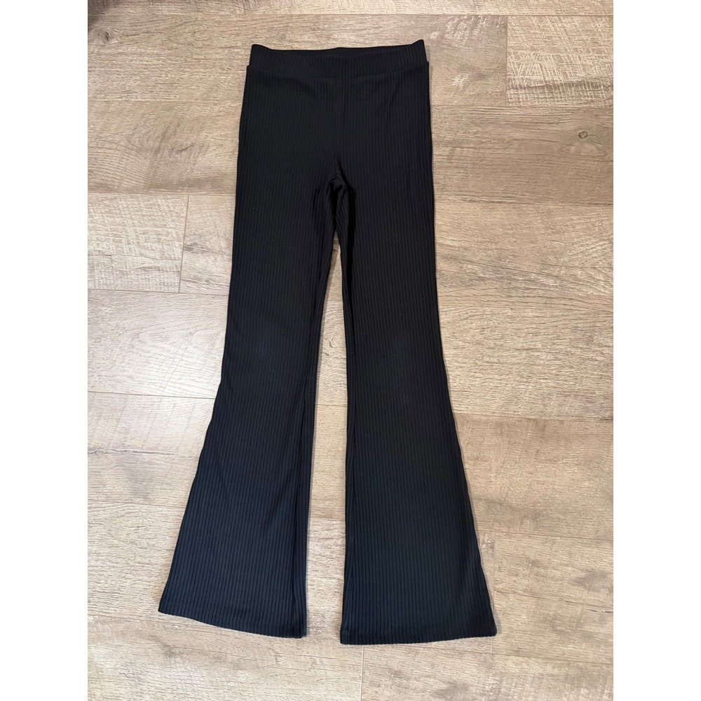 H&M Girls's Black Flared Rib-Knit Pants Size 10-11